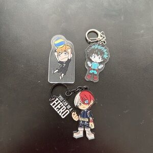 Hot Topic Anime Character Keychains - Black, Blue, Red